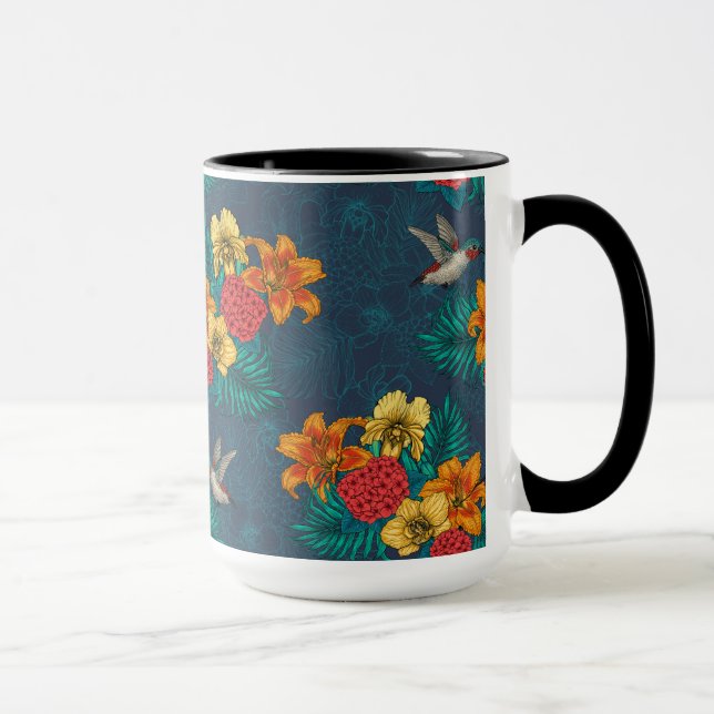 Tropical bouquet and hummingbirds mug (Right)