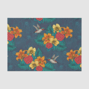 Tropical bouquet and hummingbirds tissue paper