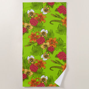Tropical bouquet beach towel