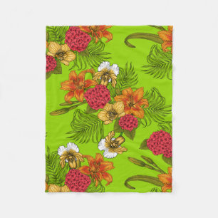Tropical bouquet fleece blanket