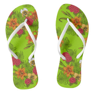 Tropical bouquet flip flops