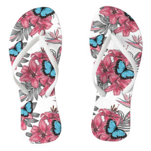 Tropical bouquet flip flops