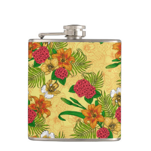 Tropical bouquet hip flask