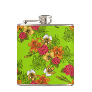 Tropical bouquet hip flask