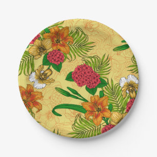 Tropical bouquet paper plate