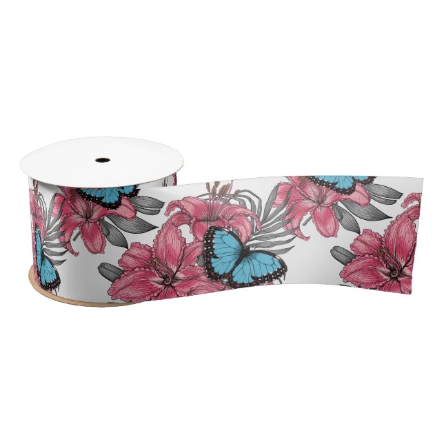 Tropical bouquet satin ribbon (Spool)