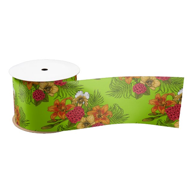 Tropical bouquet satin ribbon (Spool)