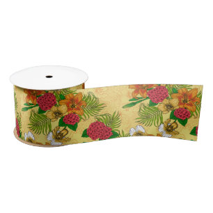 Tropical bouquet satin ribbon
