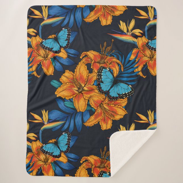 Tropical bouquet sherpa blanket (Front)