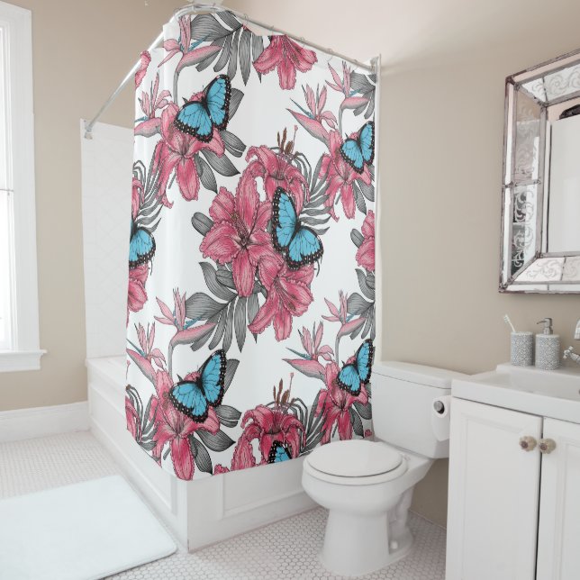 Tropical bouquet shower curtain (In Situ)