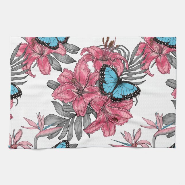 Tropical bouquet tea towel (Horizontal)