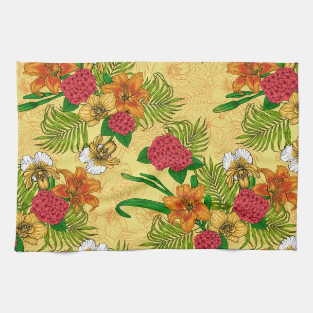 Tropical bouquet tea towel (Horizontal)