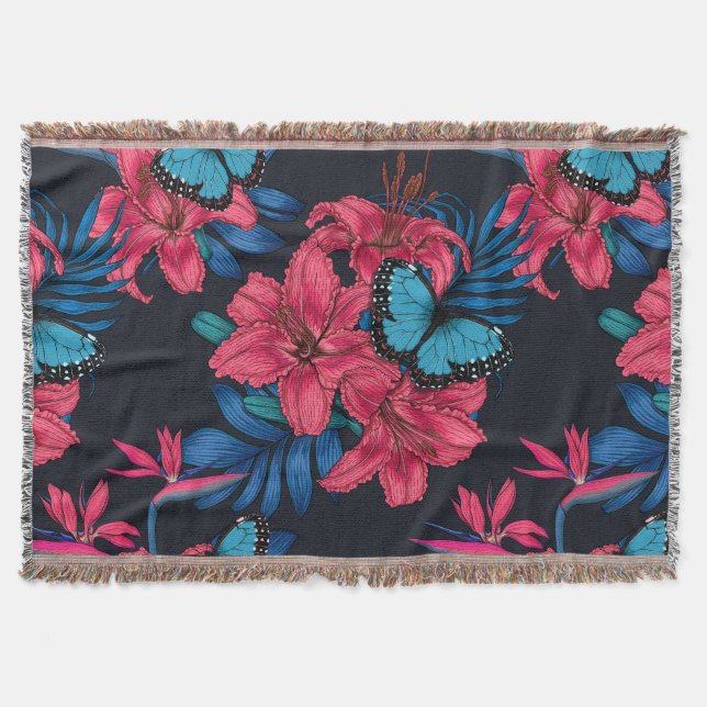 Tropical bouquet throw blanket (Front)