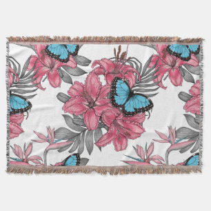 Tropical bouquet throw blanket