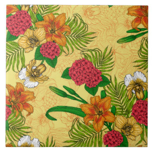 Tropical bouquet tile