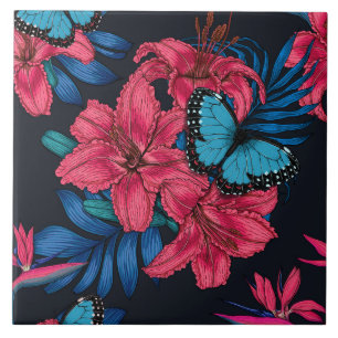 Tropical bouquet tile