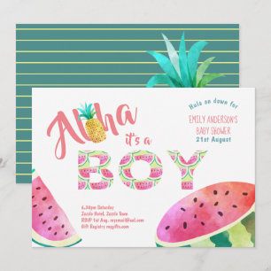 Tropical BOY Baby Shower Invites ALOHA Watermelon