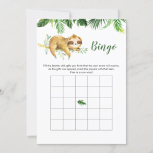 Tropical Boy Sloth Baby Shower Bingo Game Invitation
