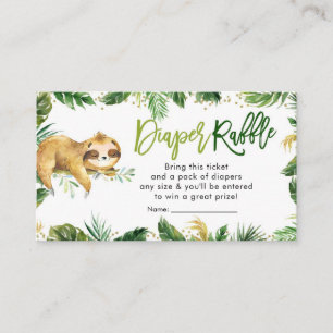 Tropical Boy Sloth Baby Shower Diaper Raffle Enclosure Card