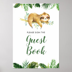 Tropical Boy Sloth Baby Shower Guest Book