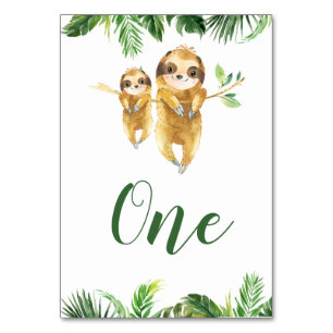 Tropical Boy Sloth Baby Shower Table Number
