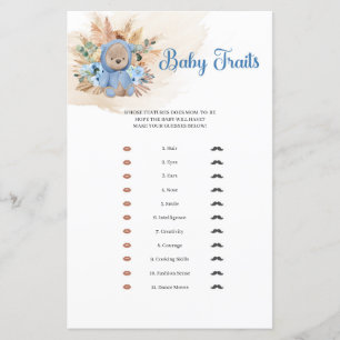 Tropical boy teddy bear pampas palm Baby Traits 