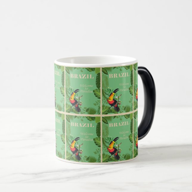 Tropical Brazil: Toucan in Jungle Leaves Magic Mug (Front Right)