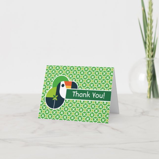 Tropical Brazilian Toucan Geometric Bird Art Thank You Card (Front)
