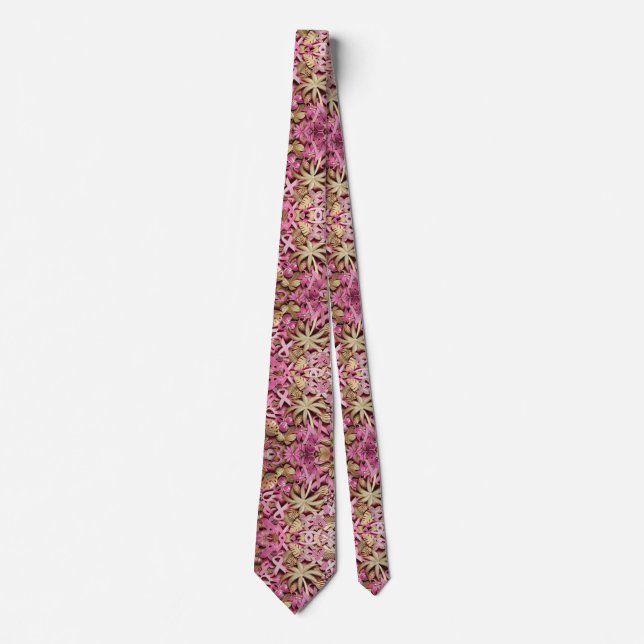 Tropical Breast Cancer Ribbon  Tie (Front)