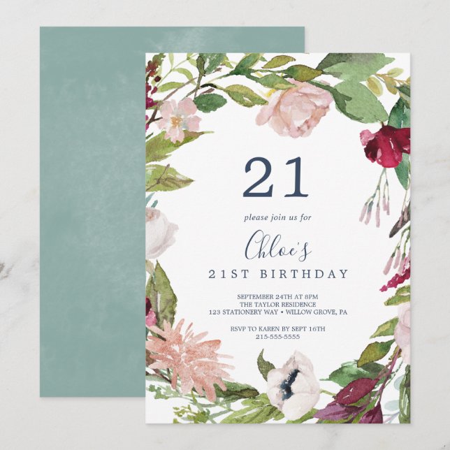 Tropical Breeze 21st Birthday Invitation (Front/Back)