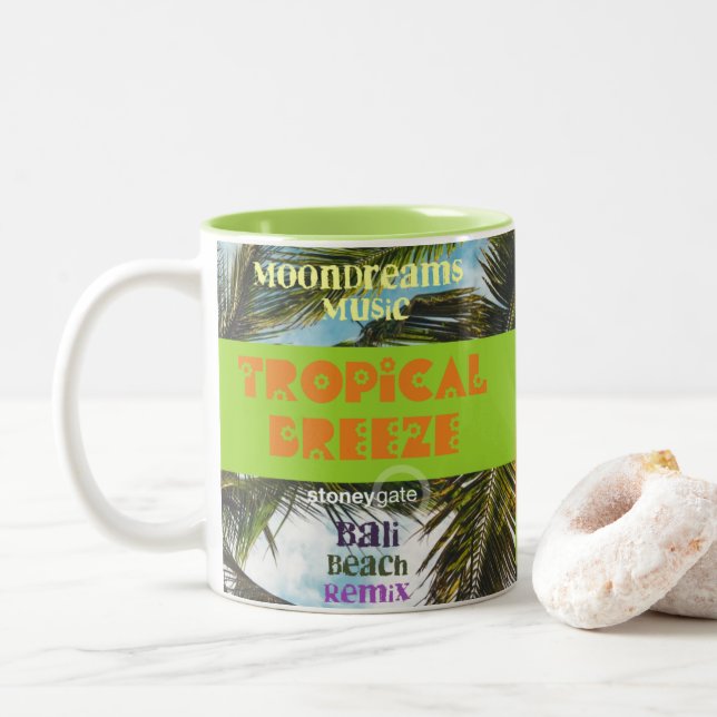 Tropical Breeze Bali Beach Two-Tone Coffee Mug (With Donut)