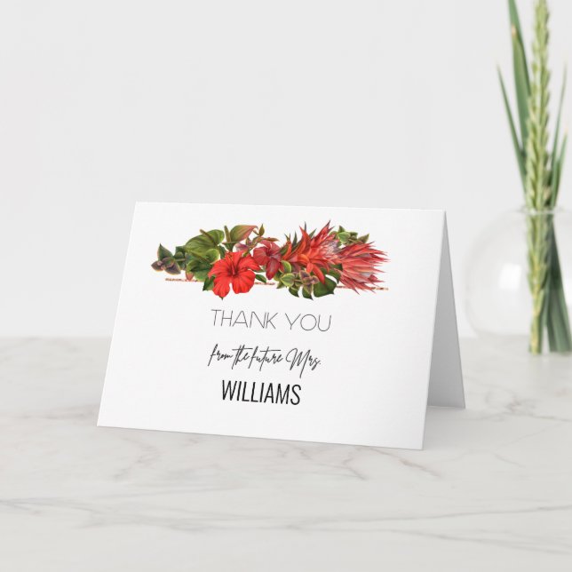 Tropical Breeze Botanical Bridal Shower Thank You Invitation (Front)