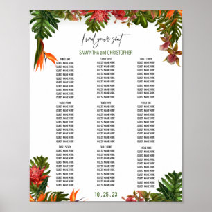 Tropical Breeze Botanical Wedding Seating Chart