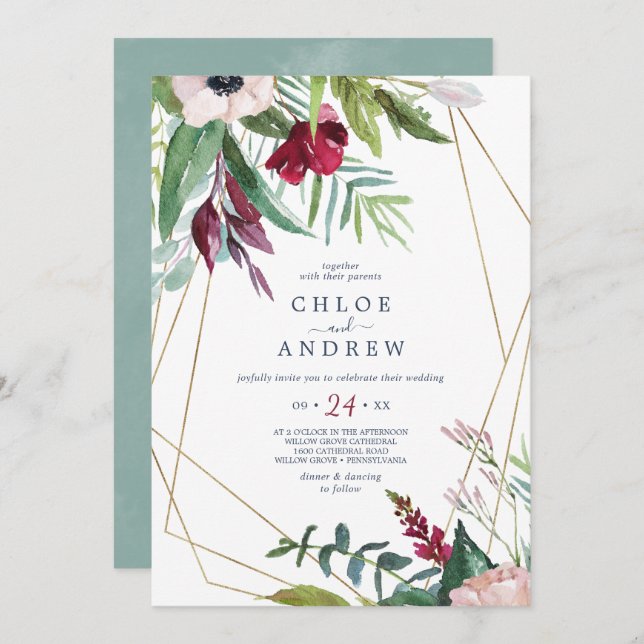 Tropical Breeze Casual Geometric Wedding Invitation (Front/Back)