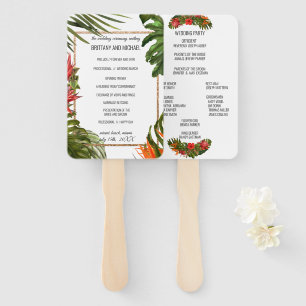 Tropical Breeze Floral Wedding Ceremony Program Hand Fan