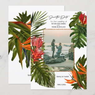 Tropical Breeze Lush Botanical Photo Save the Date Invitation