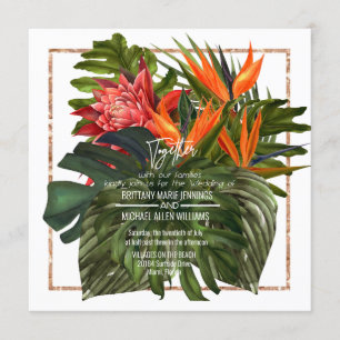 Tropical Breeze Lush Botanical Square Wedding Invitation