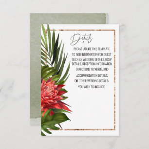 Tropical Breeze Lush Botanical Wedding Details Card