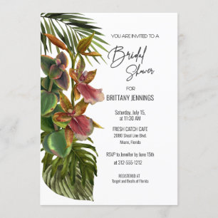 Tropical Breeze Orchid Botanical Bridal Shower Invitation