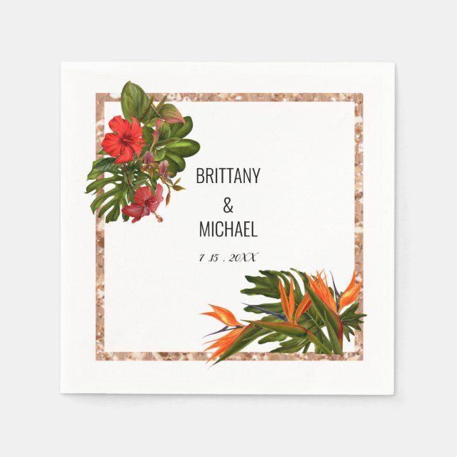 Tropical Breeze Personalised Wedding Napkin (Front)