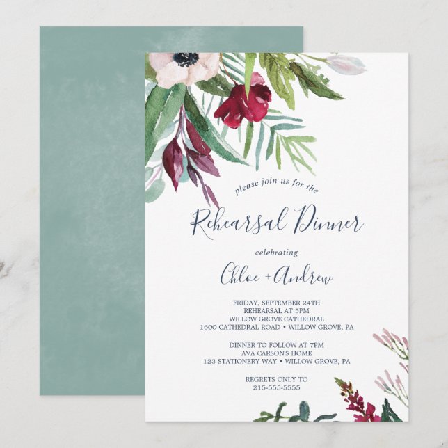 Tropical Breeze Rehearsal Dinner Invitation (Front/Back)