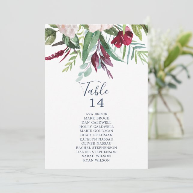 Tropical Breeze Table Number Seating Chart Cards (Standing Front)