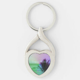 Tropical Breeze Twisted Heart Metal Keychain