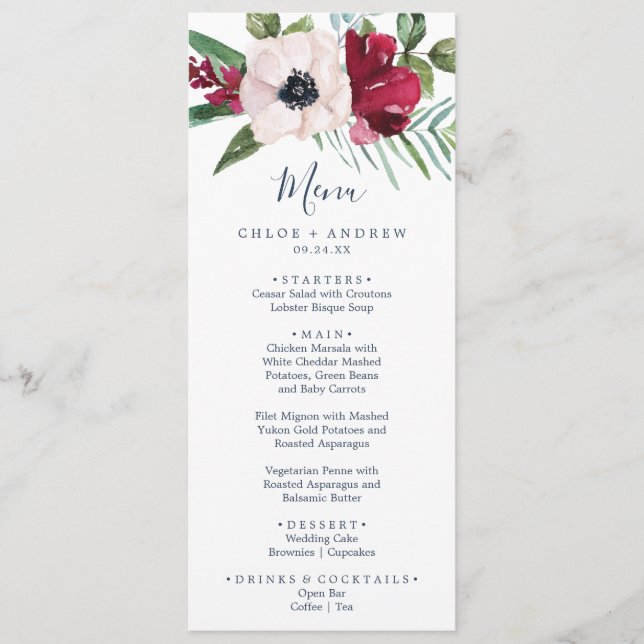 Tropical Breeze Wedding Dinner Menu (Front)