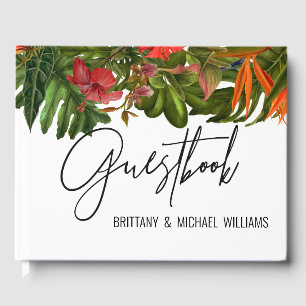 Tropical Breeze Wedding Memory Guestbook Monogram