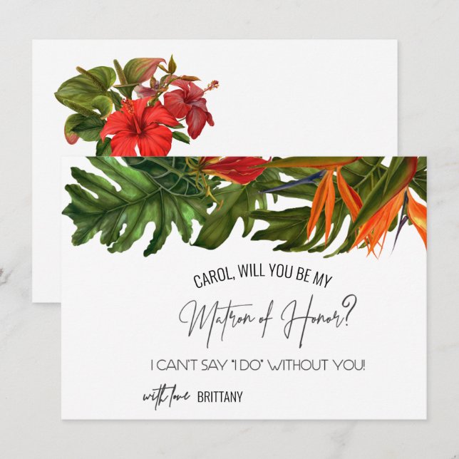 Tropical Breeze Will You Be Matron of Honour  Card (Front/Back)