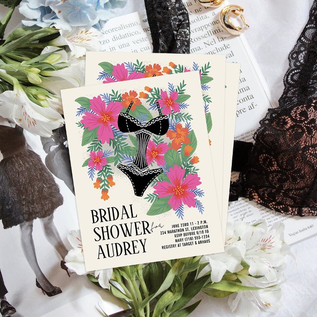 Tropical Bridal Lingerie Bridal Shower Invitation Postcard (Creator Uploaded)