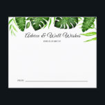 Tropical Bridal Shower Advice Well Wishes Wedding<br><div class="desc">Tropical Jungle theme Monstera or Palm leaves bridal shower "Advice and Well Wishes". Designed and illustrated with love by Kristine Lee Designs www.kristineleedesigns.com</div>