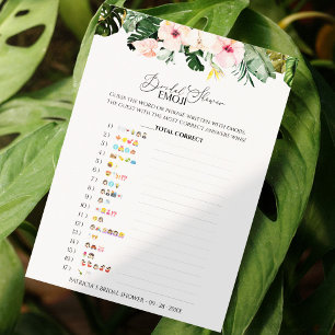 Tropical Bridal Shower Emoji Pictionary card