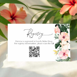 Tropical Bridal Shower Gift Registry QR Card